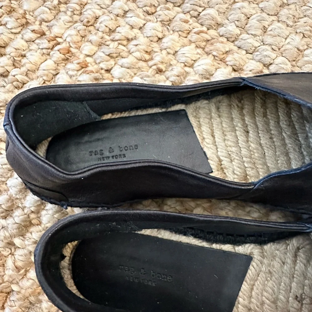 rag & bone Black Leather Espadrille Flats